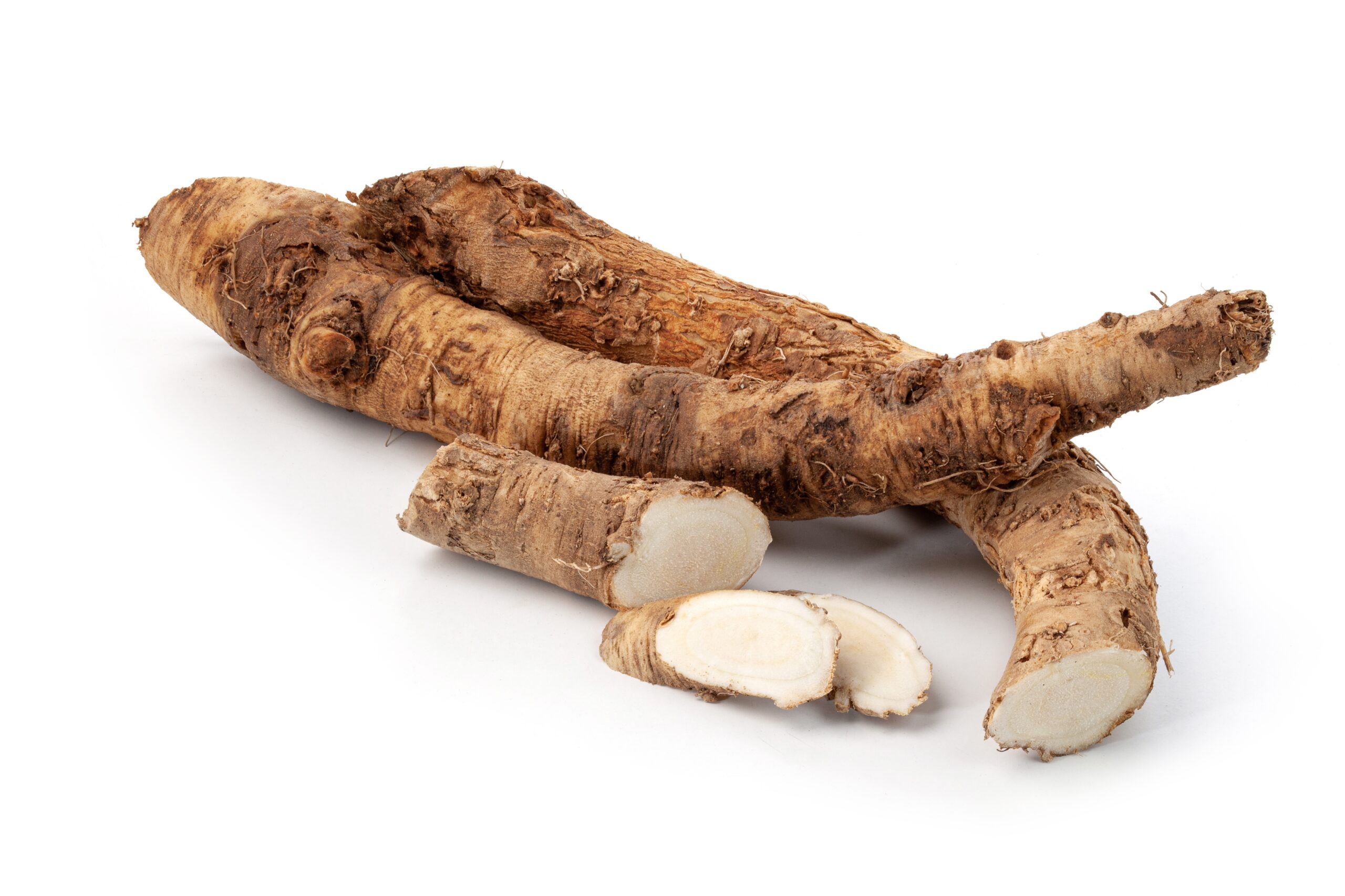 Horseradish,Root,With,Slice,On,White,Background.